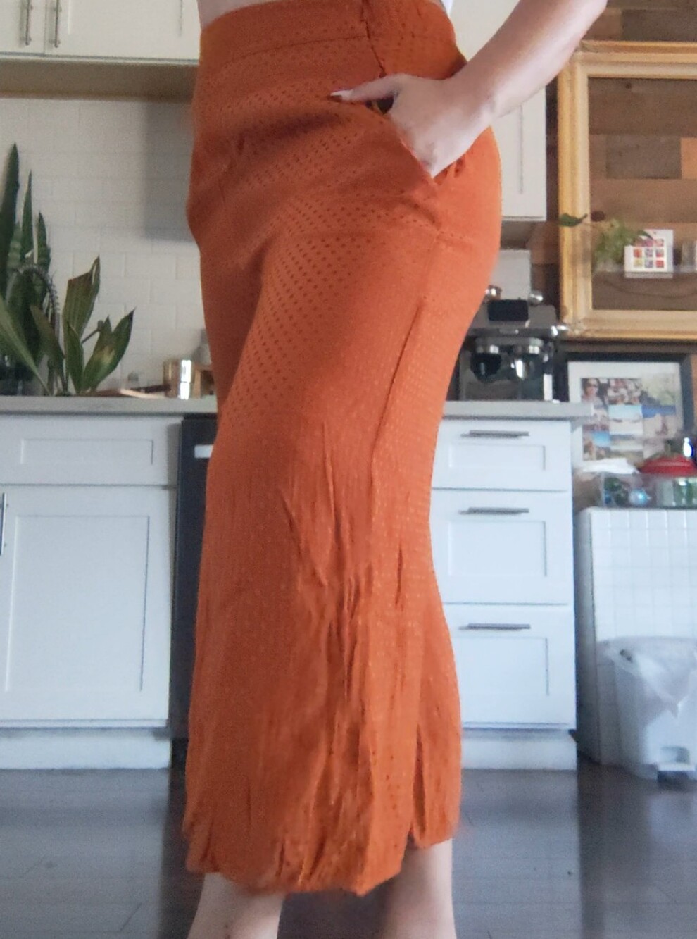 Leith Burnt Orange Dot-Texture Pants - Picture 8 of 9